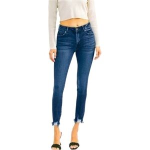 KanCan Lucia High Rise Ankle Skinny Raw Hem Dark Wash Jeans Size 5 / 26